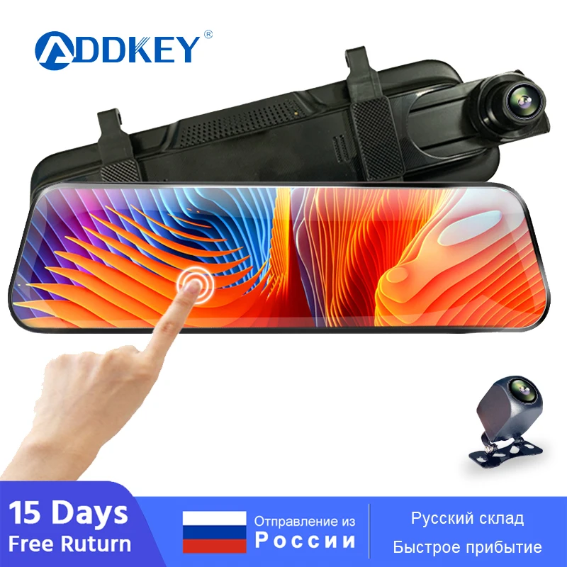 ADDKEY Car Dvr Mirror Dash Cam Dual Lens Car Camera Full Hd 1080P Drive Recorder Stream Media Rear View IPS Screen Mirror