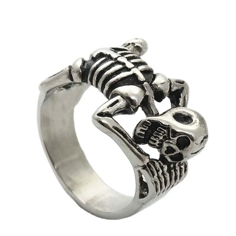 

Christmas Gifts Gothic Skull Metal Rings for Women Men Fashion Simple Punk Alloy Rings Vintage Bone Rings Jewelry for Women