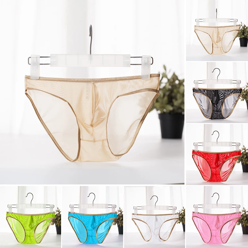 

Men Sexy Thin Breathable Soft Mesh Briefs Boxer Brief Transparent Underwear Underpants Ultra-thin See-though Homme Panties New