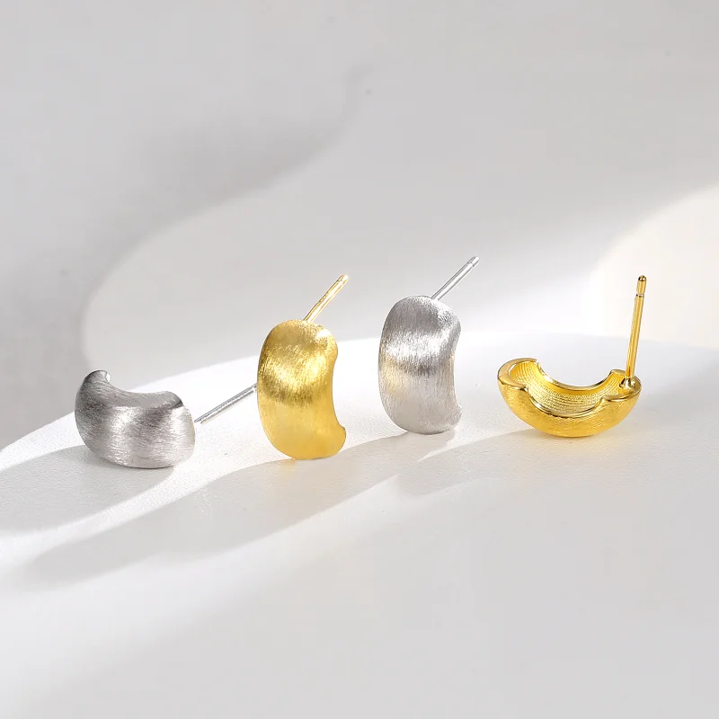 

Minar Minimalist Matte Gold Silver Color Metal Bean Stud Earrings for Women Twist Geometric Brass Earring Statement Jewelry