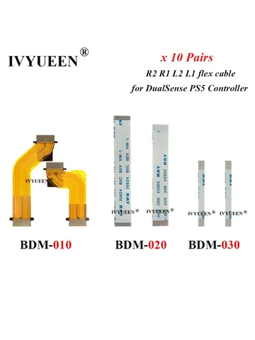 IVYUEEN, 10 пар для контроллера PlayStation 5 PS5 L2 L1 R2 R1, ленточный гибкий кабель для подключения двигателя BDM 030 020 010 для DualSense