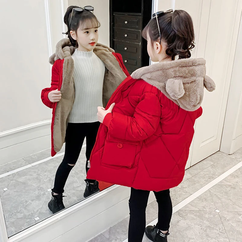 Утепленная куртка для девочек размер Wnter бархатная подкладка теплая Модная