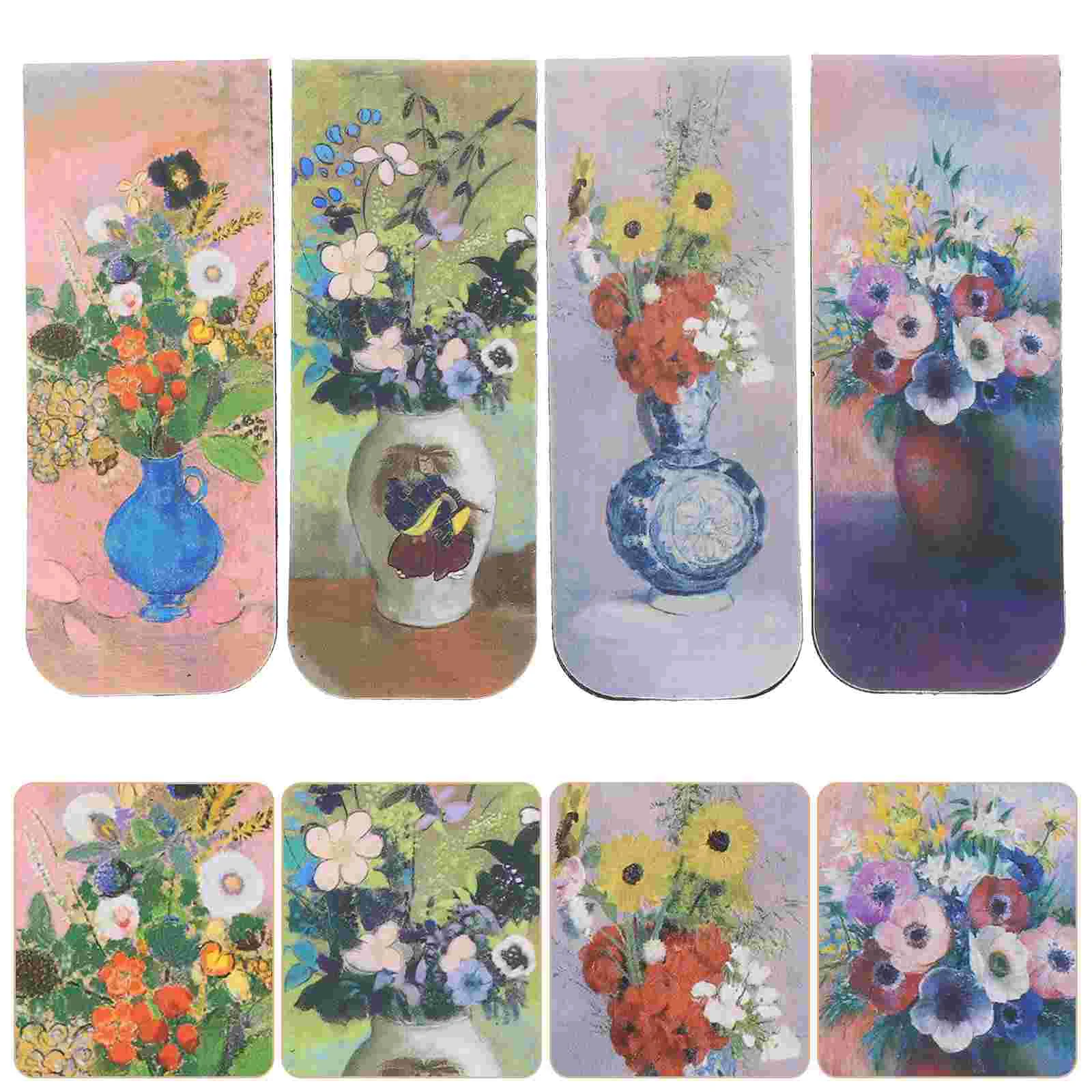 

4 Pcs Magnetic Bookmark Vase Marks Teenagers Binder Page Clips Markers Planner Material Student Delicate Bookmarks