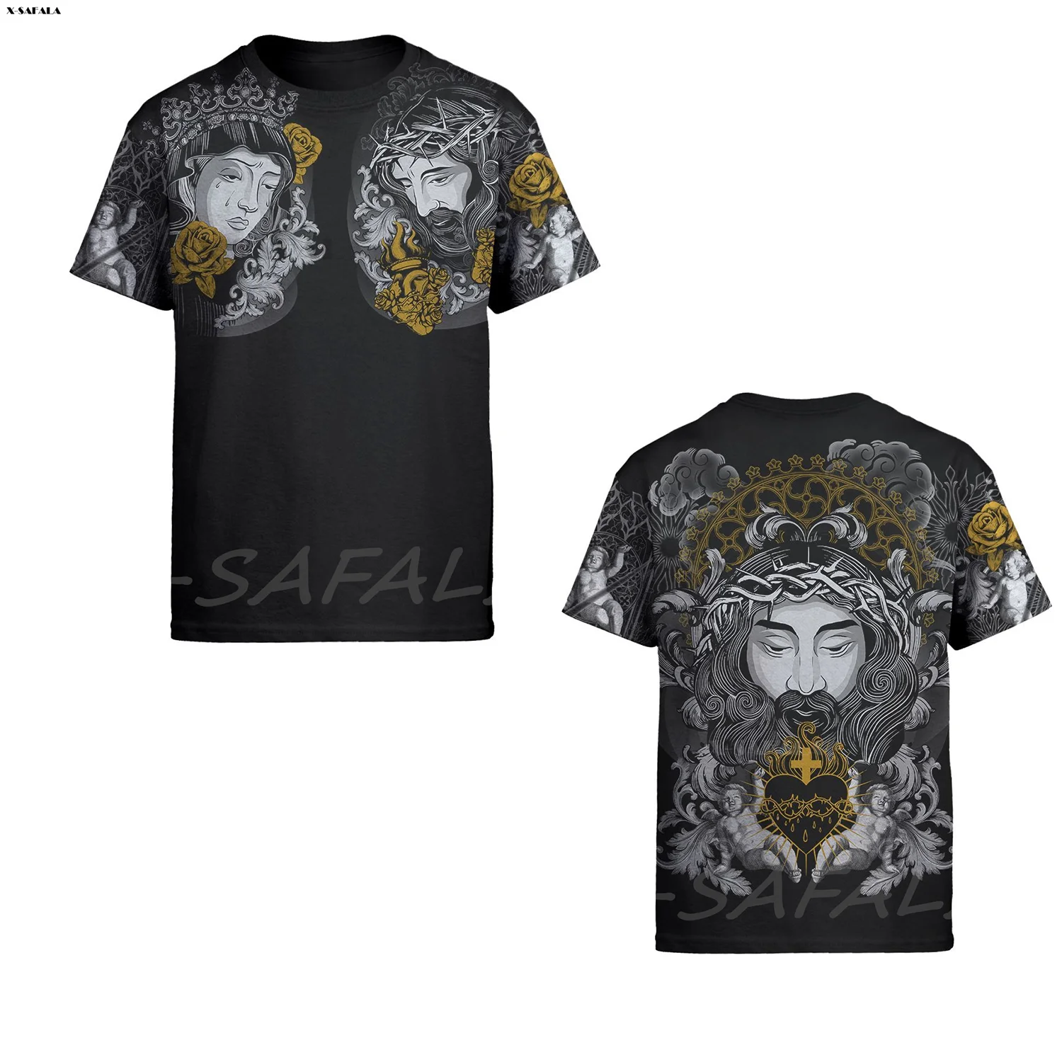 

Футболка с принтом Мать Мария и бог, христианские топы с 3D принтом, футболки с коротким рукавом и круглым вырезом, Повседневная Высококачест...