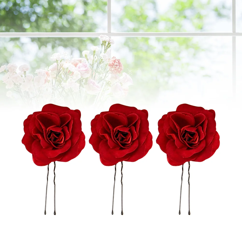 

Hair Rose Flowerweddingclips Clip Red Accessories Bridal Women Floral Hairpin U Sticks Stick Brooch Brides Bobby Pin Barrette