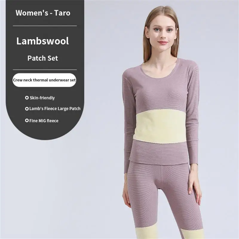 2 Pieces Set Winter Couple's Traceless Thermal Underwear Cashmere Widening Patch Seamless Thick Double Layer Warm Lingerie L-3XL