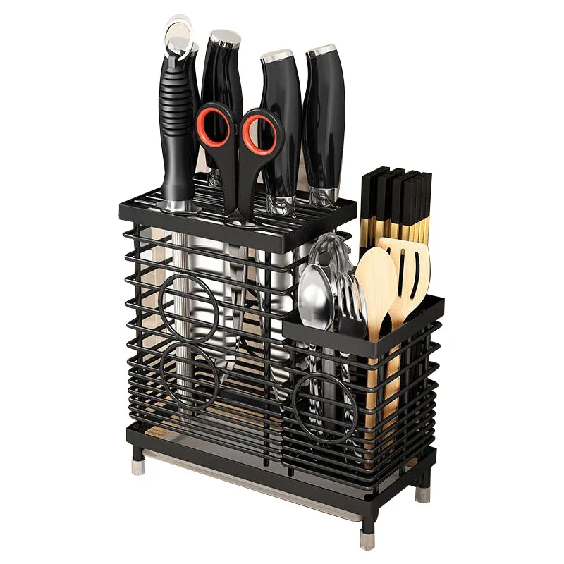 

304 Stainless Steel Knife Holder Kitchen Utensils Chopstick Barrel Cage Integrated Multi-Functional Kitchen Rack