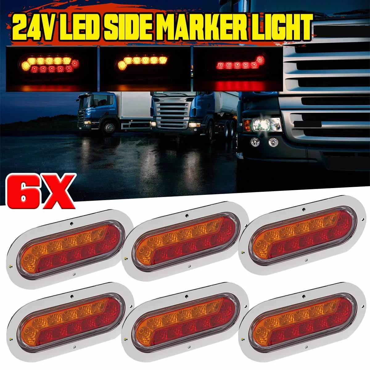 

2/4/6pcs 24V LED Truck Side Marker Lights Waterproof Turn Signal Indicator Clearance Lamp For Trailer Lorry Warning Lights