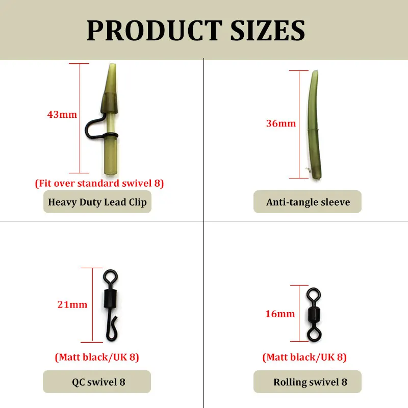 Carp Fishing Accessories Tackle Box Quick Change Rig Tools Anti Tangle Sleeve Lead Clip Swivel 8 For Fish Equipment |