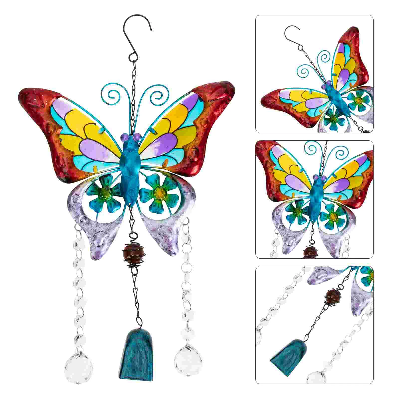 

Wind Butterflies Hanging Chime Suncatcher Decorcrystal Bell Modern Farmhouse Glass Chimes Metal Garden Wall Catcher Sun Pendant