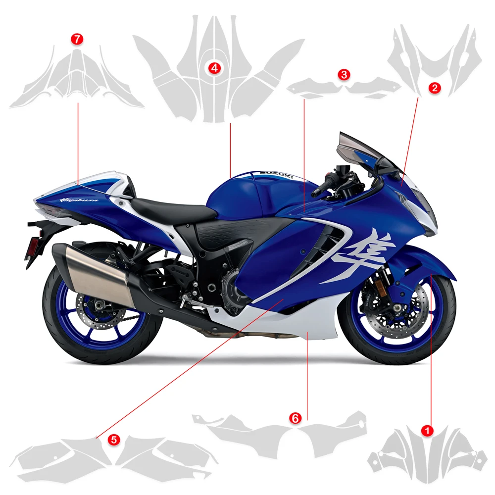 Фото Защитная пленка из ТПУ для мотоцикла PPF GSX1300R 2026, аксессуары для Suzuki Hayabusa GSX 1300 R, защитная пленка от царапин для обтекателя №2
