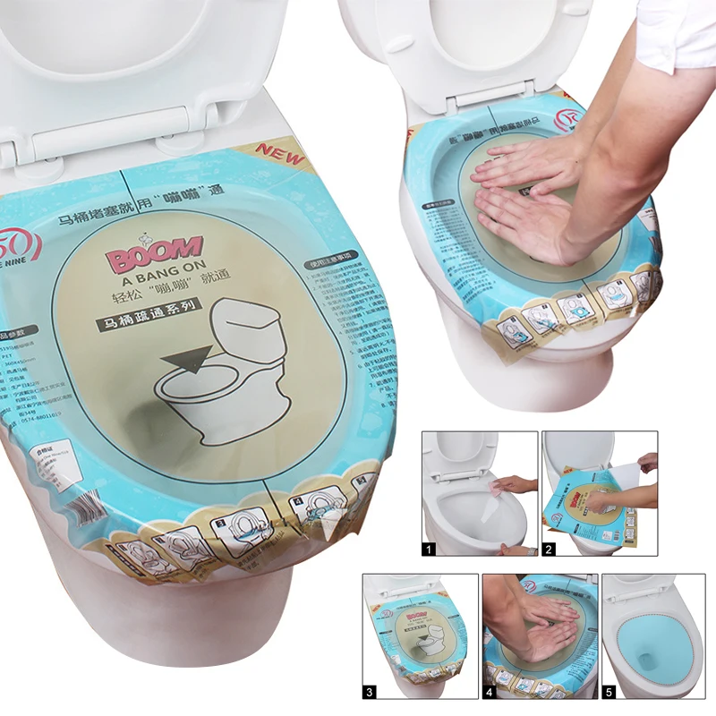 

Household Strong Toilet Dredge Disposable Toilet Unblocking Post Fix Clogged Film Bathroom Cleaning Tools PET Toilet Stickers