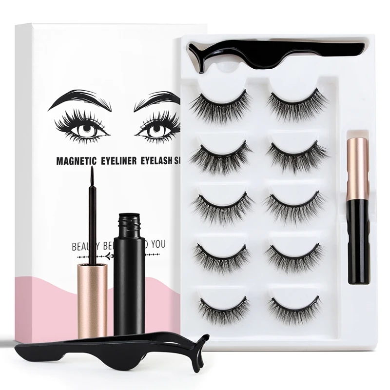 5 Pairs Of 3D False Eyelashes Tools Magnetic Eyeliner Liquid False Eyelashes Your Eyes Set Magnet Eyelashes Beauty Cosmetic Tool