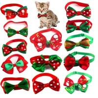 dog bow tie pet supplies bow tie cat ornaments adjustable neck strap bow snow pattern pet christmas supplies