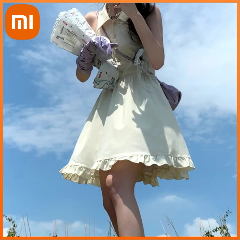 

Xiaomi Casual Beach Sundresses for Women Sleeveless Backless Sexy Elegant Dress Females Design Summer Clothes Korean Ladies Chic