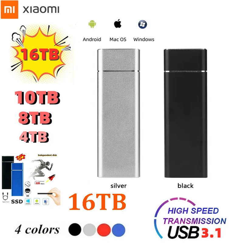 Portable M.2 SSD Mobile Solid State Drive 8TB 1TB Storage Device Hard Drive Computer USB 3.0 Solid State Disk Mobile Hard Drives
