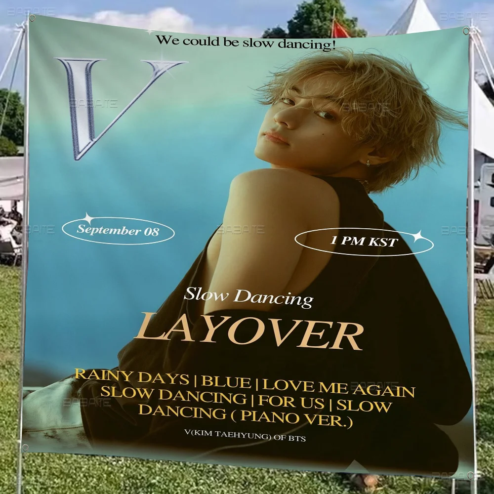 Певица Kpop K-Kim T-Tae H-Hyung V-слойка Семейные собрания Атмосфера на открытом воздухе