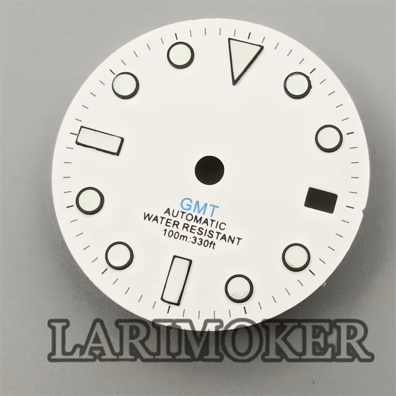 LARIMOKER 29 мм белый черный циферблат синий красный зеленый GMT Mark светящийся Fit NH34