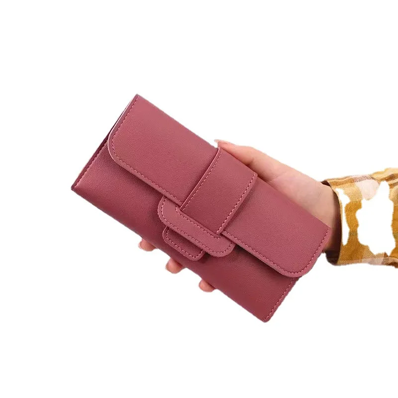 

Женские кошельки из искусственной кожи, роскошные длинные складные кошельки с узором и застежкой, женская брендовая однотонная сумка для телефона, Новинка
