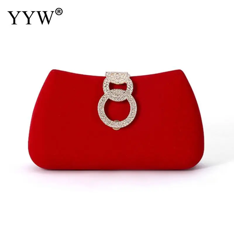 

YYW Red Moon Clutch Bags Design Women Clutches Diamonds Golden Velvet Evening Bags Party Wedding Handbags Purse Shoulder Bags