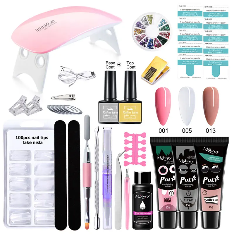 Manicure Set Poly Nail Gel Kit Professional Nail Set With UV Lamp Acrylic Extension Nail Polish All For Manicure Gel Tool Kit