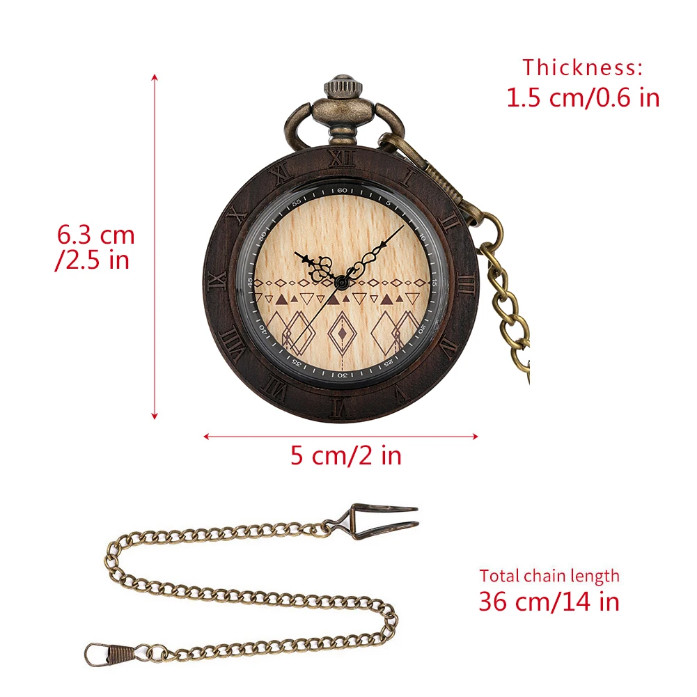 Wood Quartz Pocket Watch Male Luxury Fashion Ebony Rhombic Dial Pocket Watch Pendant Gift for Men Women Reloj De Bolsillo