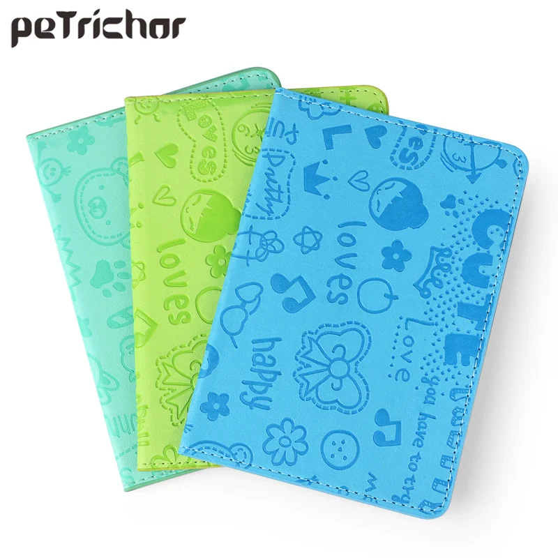 

2020 New Cute Cartoon Passport Holder Cover PU Leather ID Card Document Folder Travel Ticket Container Pouch Packages