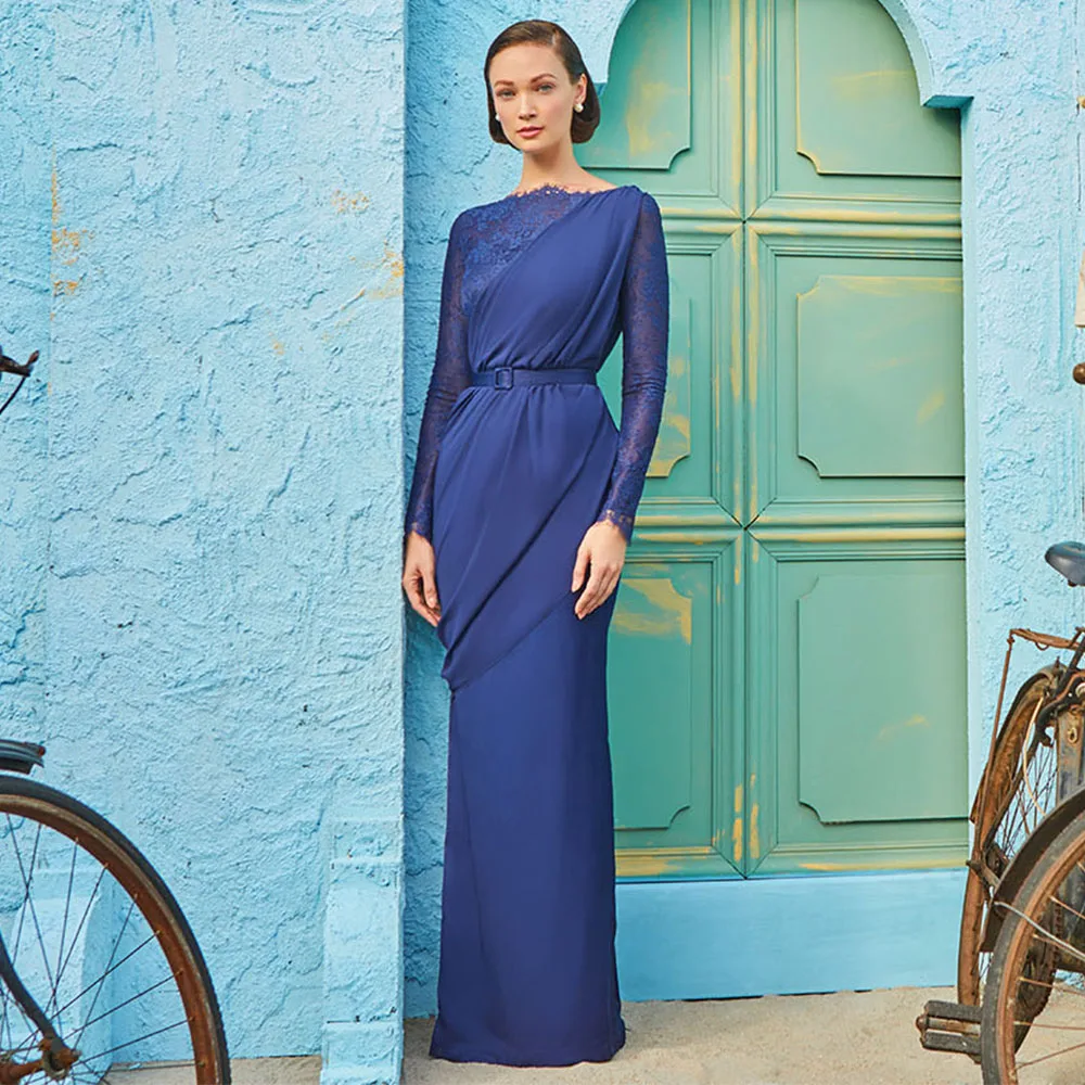 

Elegant Mother of the Bride Dress for Weddings 2022 Long Sleeves Mermaid Wedding Guest Gown Women Lace Long Evening Dress Women