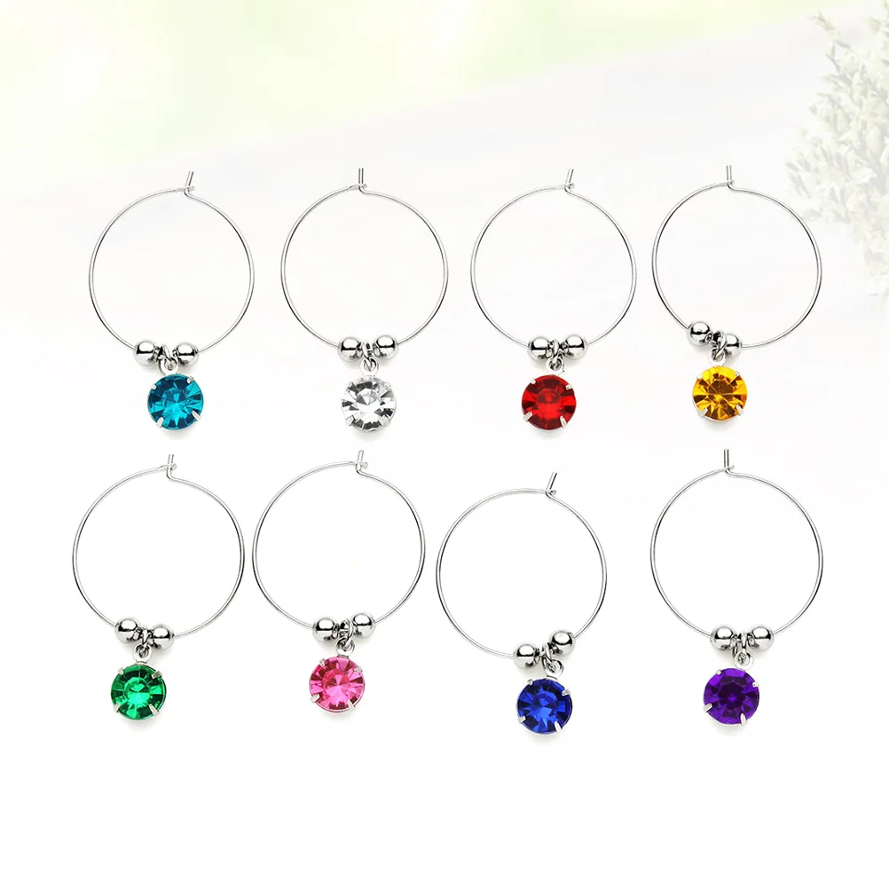 

8pcs Hanging Ring Glass Recognizer Glass Hanging Ring Identification Tags Christmas Glass Markers Charms
