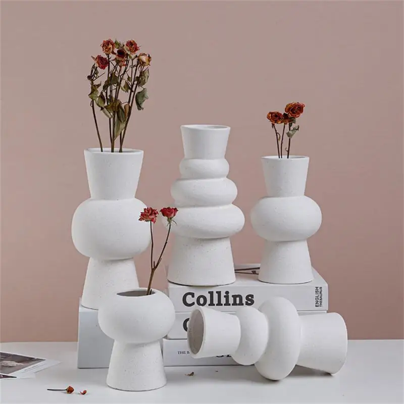 

Multi Scene Tabletop Vase Ceramic Vases Unique Handcrafted Flower Racks Home Furnishings Creative Handicrafts White