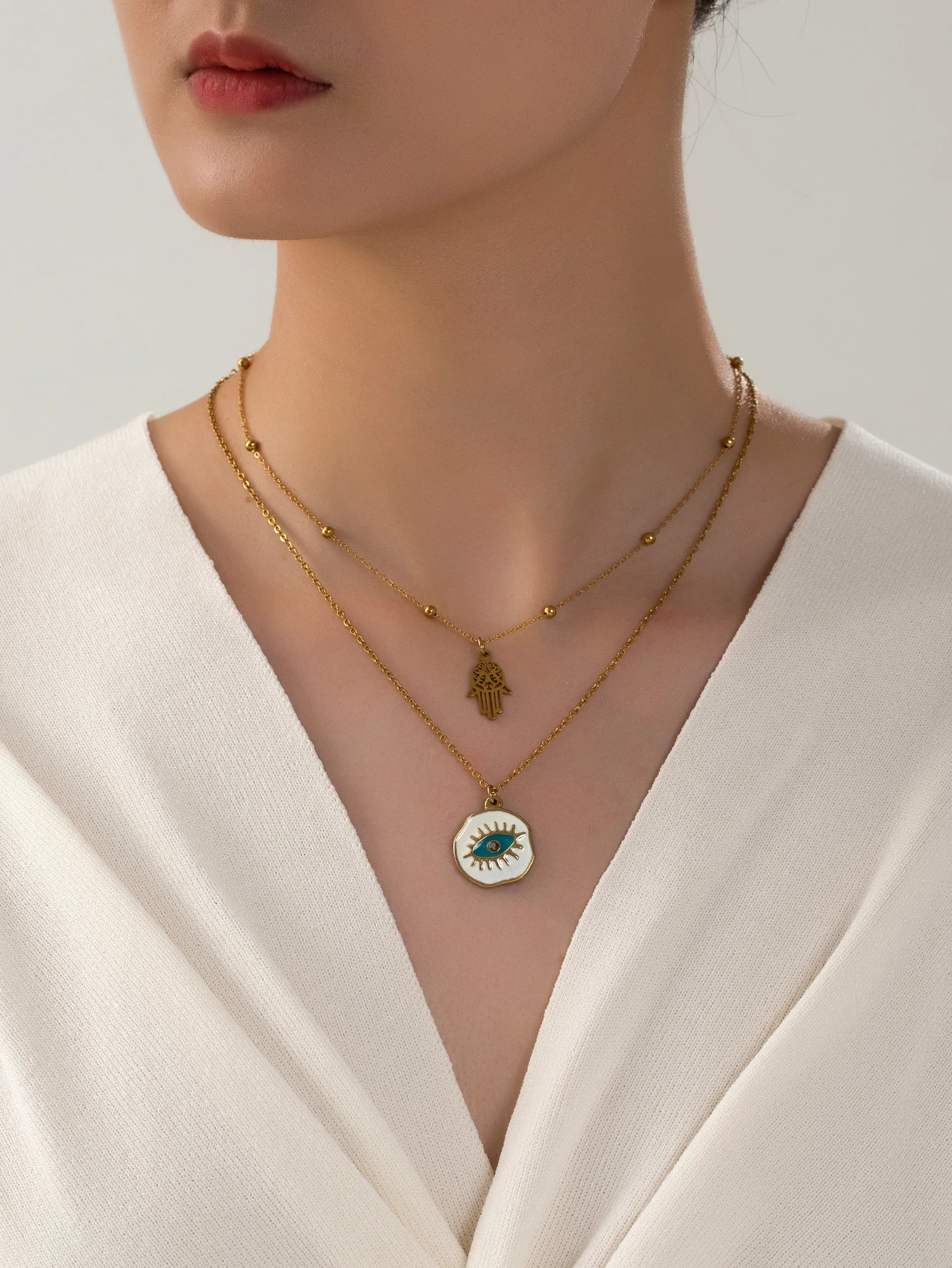 Женское винтажное геометрическое ожерелье с круглым кулоном в виде полой ладони