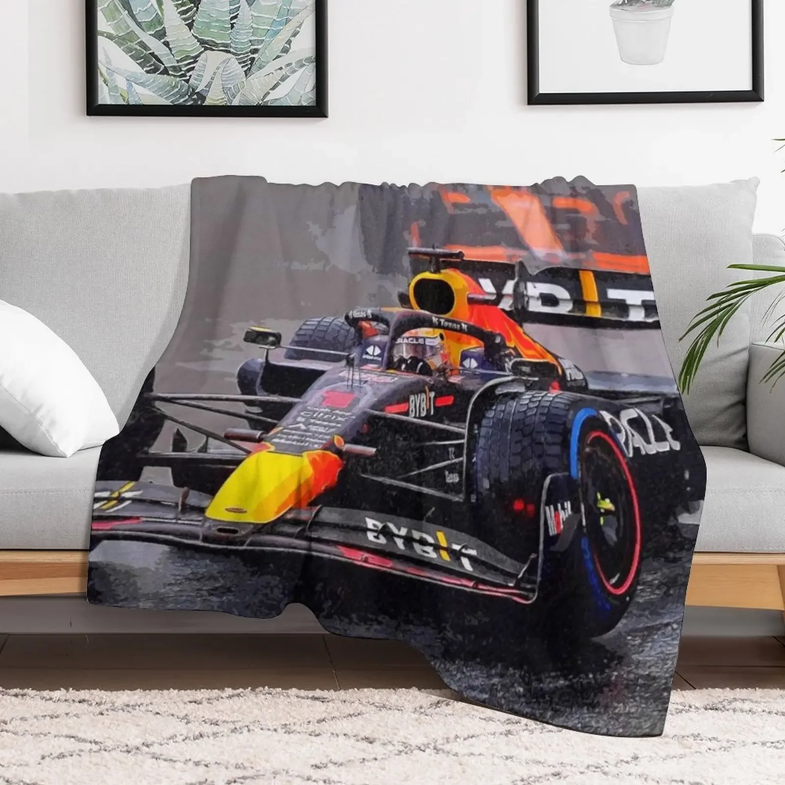 Max Verstappen Racing in the Rain в его раночной коляске F1 2023 меховые одеяла милые на заказ