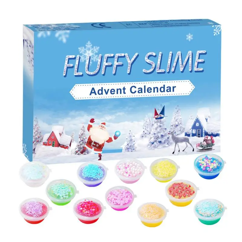 

New Arrival Christmas Advent Countdown Calendar Toys 24 Digits Advent Day DIY Crystal Mud Holiday Gift Box For Children Hot Sale