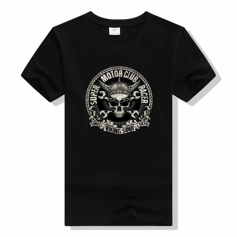 

Men's Vintage Glory Bounds Motorcycle USA T-Shirt Heavy Metal skull Men T Shirt punk Motor Tops 100% Cotton Retro Tees Male