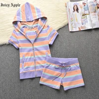juicy apple tracksuit women summer short sleeve and short pants hoody suit fashion leisure cardigan shorts two piece set outifit