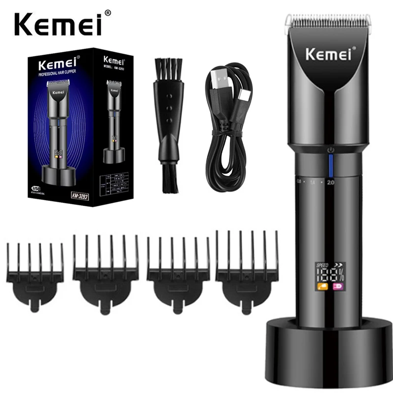 

Профессиональная Беспроводная Машинка для стрижки волос Kemei, Аккумуляторный регулируемый триммер для бороды и волос