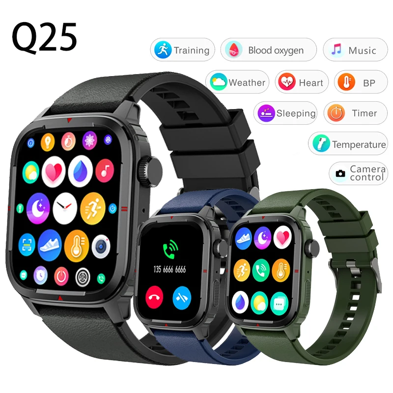 

Q25 Smart Watch 1.7 Inch Full Touch Screen Men's Watch Body Temperature Heart Rate Blood Pressure Multi-Sport for Android iOS