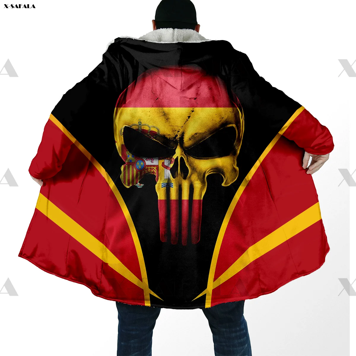 

Spain Skull Country Flag Map Lion 3D Printed Hoodie Long Duffle Topcoat Hooded Blanket Cloak Thick Jacket Cotton Cashmere Fleece