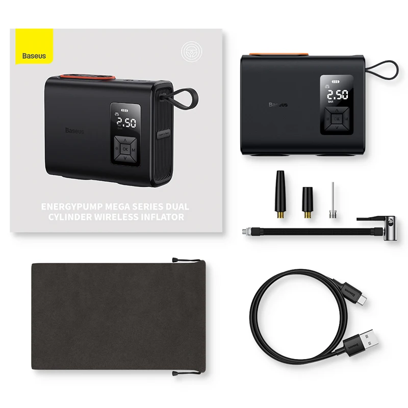 

Беспроводной насос для накачивания шин Baseus, портативный воздушный компрессор для автомобиля, мотоцикла, велосипеда, инжектор давления, электрическое накачивание шин