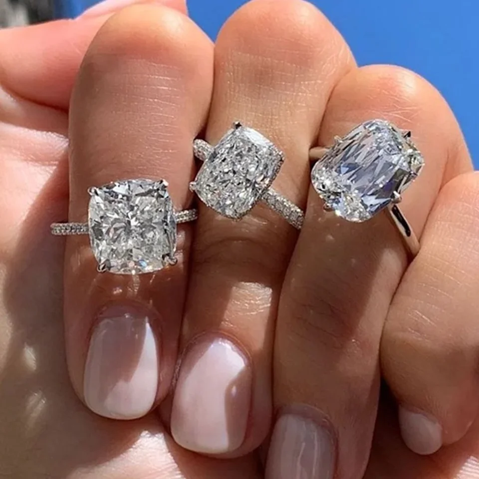 

RAKOL INS Trendy Minimalist Square Cubic Zirconia Rings for Women 2022 Luxury Engagement Wedding Accessories Fashion Jewelry