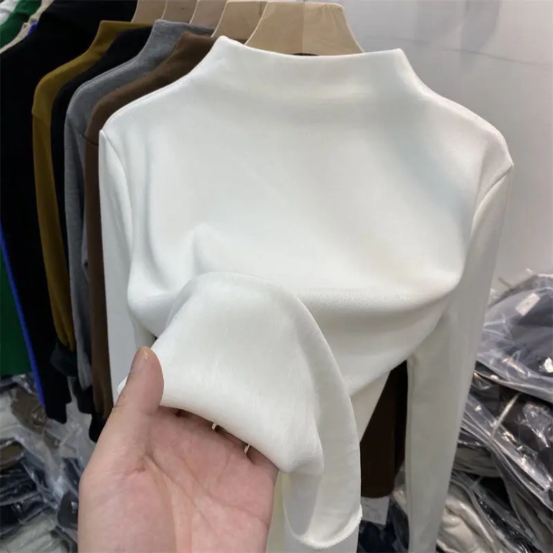 Women's Thermal Underwear Fleece Lined Tops Ladies Long Sleeve T Shirt Sexy Winter Thermal Bottoming Shirt  Ropa Termica Mujer