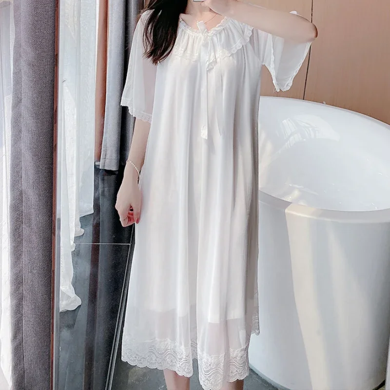 Кавайная ночная рубашка для девочек женская одежда сна женское винтажное Ночное