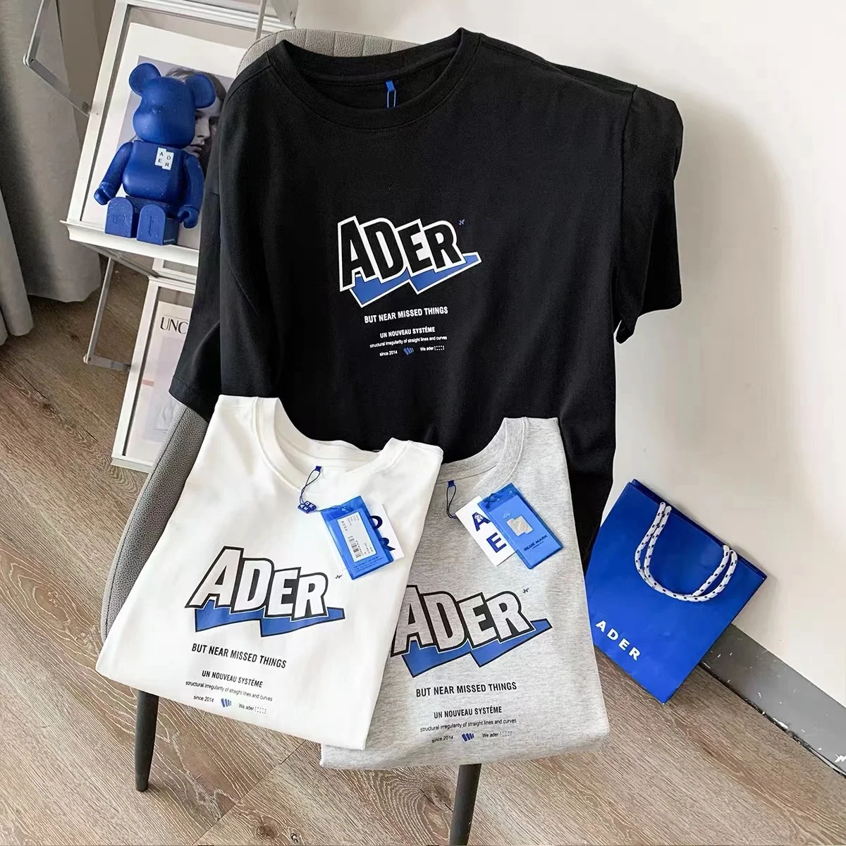 

ADERERROR High-quality Loose Short-sleeved Summer Letter Print Oversized Korean Version Men and Women Couples Round Neck T-shirt