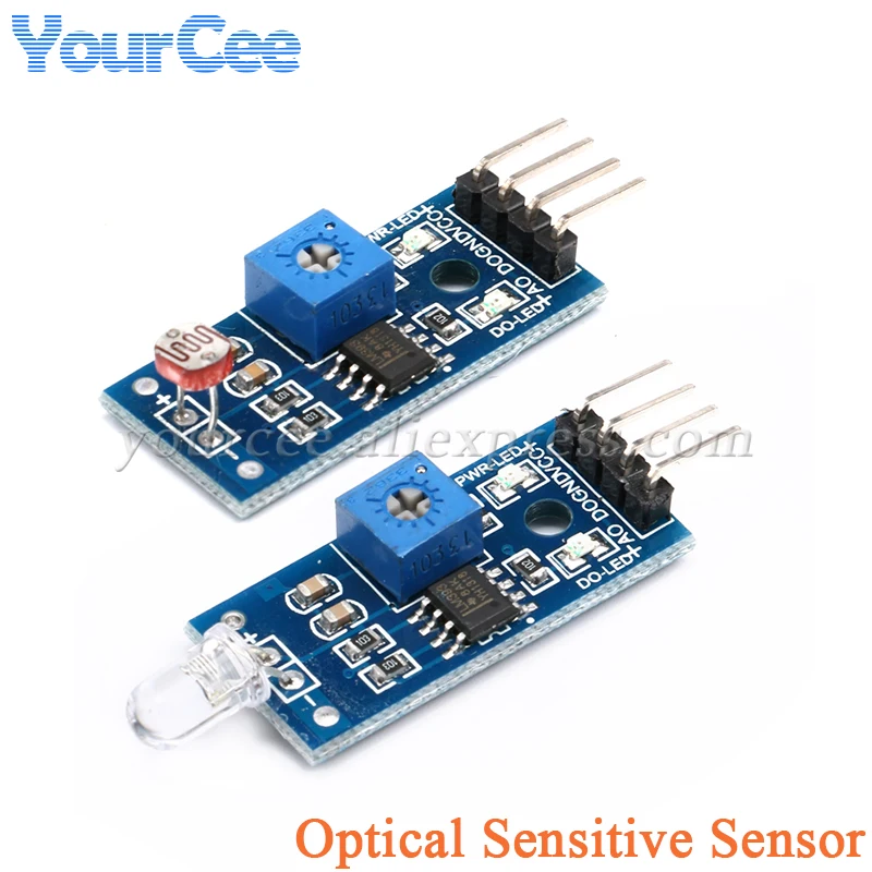 2pcs Photodiode Sensor GL5516 Optical Sensitive Resistance LM393 Photosensitor Module Detects Brightness Light for Arduino