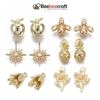 2pcs brass charms real 18k gold plated flower pendant beads for jewelry making diy necklace earring bracelet