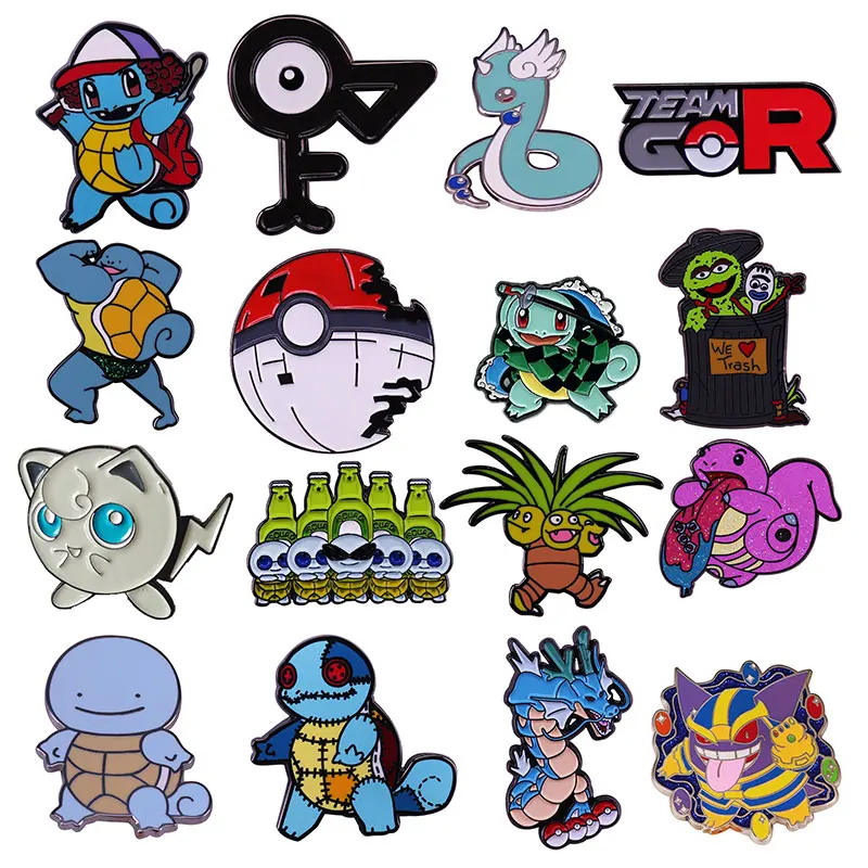 Фото Эмалированные значки Kawaii Spirit Сквиртл, Коллекционная серия Pokemon, металлический рюкзак, шляпа, сумка, воротник, нагрудные значки №1