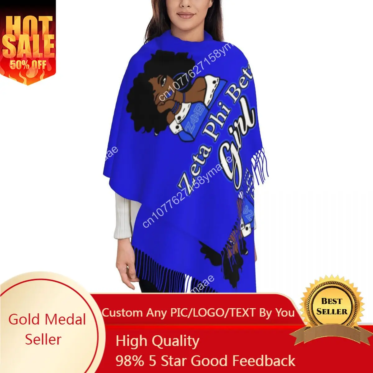 

Zeta Girl Scarf Wrap Women Long Winter Fall Warm Tassel Shawl Unisex Zeta Phi Beta Sorority Scarves