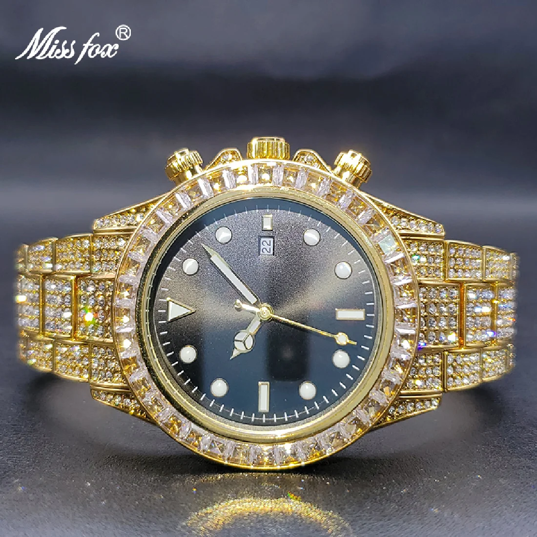 

Black Watches For Men MISSFOX Brand Street Style Party Dress Drop Wristwatch With Baguette Waterproof Hight Quality Dropshipping