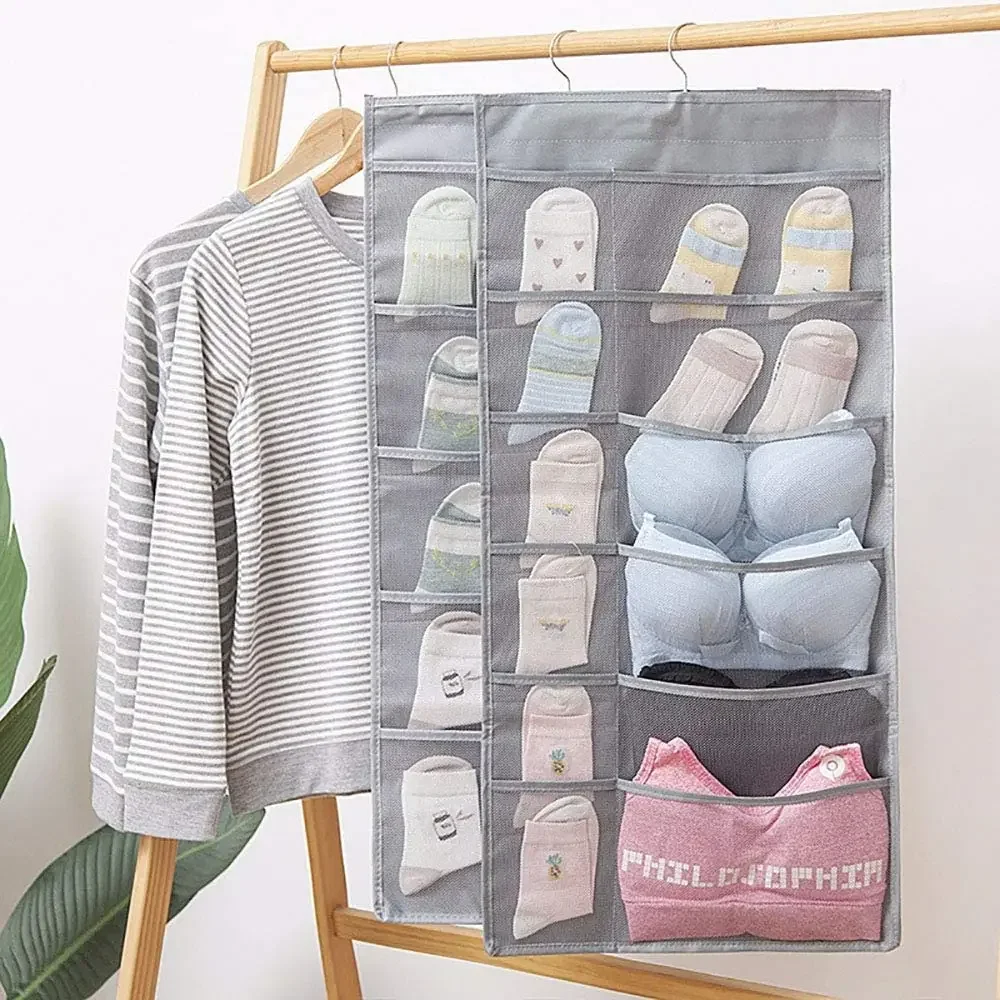 

Hanging Wall Foldable Bag Underpants Socks Organizer Double Sides Underwear Storage Hanging Bag Dormitory Home Wardrobe