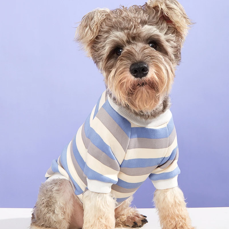 

Футболка в полоску, одежда для домашних животных на осень и зиму, модная теплая одежда для домашних животных с защитой от холода, одежда для ...